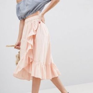 Women’s ASOS Pink Ruffle Midi Skirt
